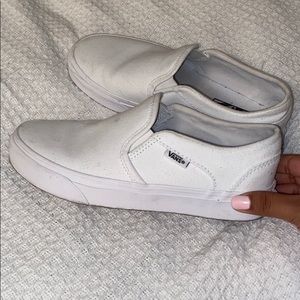 ladies white slip on vans